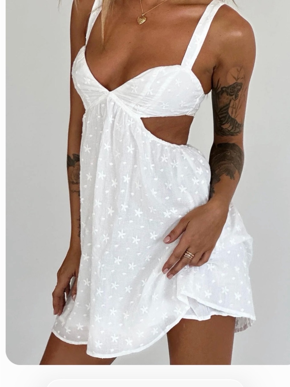Princess Polly White Backless Eyelet Cutout Mini Dress